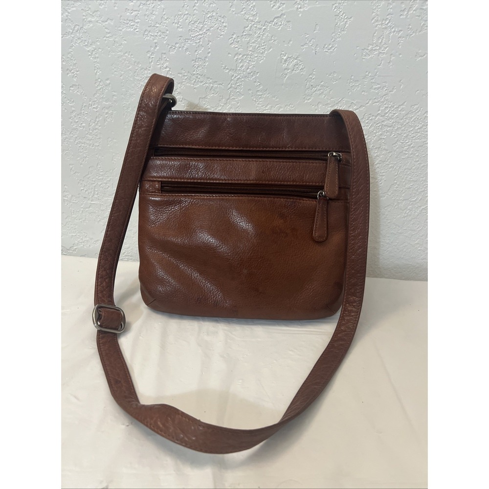 Osgoode Marley Brooke Triple Zip Brown Leather Crossbody Purse 9.5 X 9.5